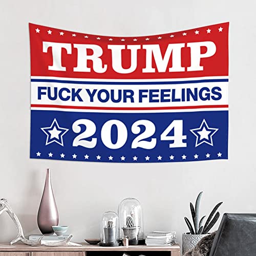 Bar Man Cave Decor Trump 2024 fu-ck Your Feelings Tapestry Tapestry Aesthetic Stuff for Boys Room ( Size : 75X100CM )