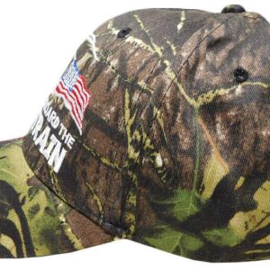 All Aboard The Trump Train 2020 Woodland Camo USA Flag Bill Embroidered Hat Cap