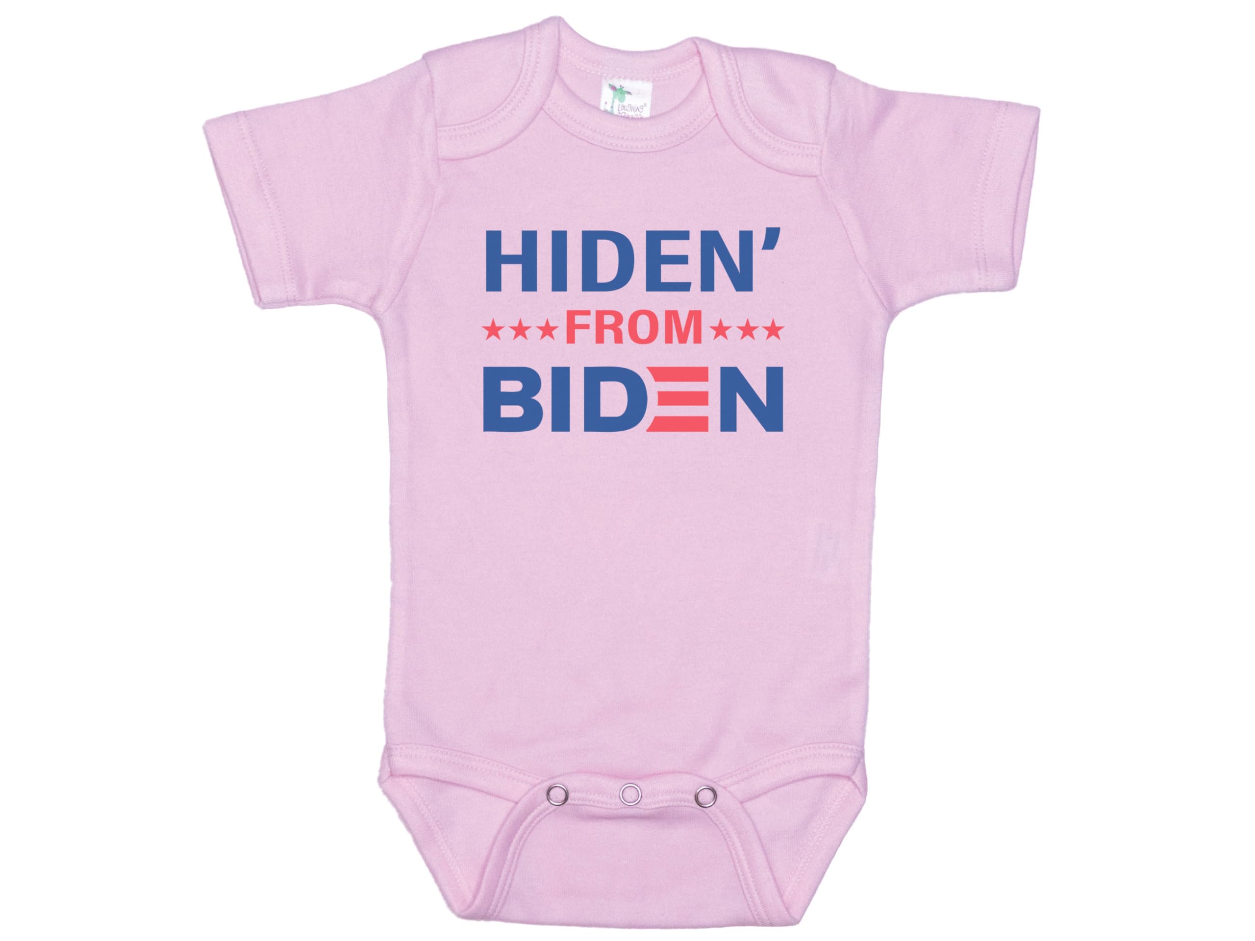 Ebenezer Fire Republican Onesie/Hiden' From Biden/Conservative Baby Outfit/Trump Bodysuit (PINK SHORT SLEEVE, 6-12M)