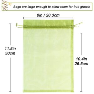 100pcs Fruit Protection Bags 8x12 inch, Green Netting Cover Bags Drawstring Mesh Fruit Protectors Pest Barrier for Grapes Mango Fruit Trees Veggies Garden