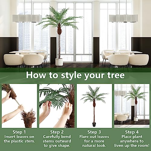 AnTing Artificial Palm Tree 8.5ft Tall Trees Plants 18 Leaves 102in Outdoor Palm Trees for Outside Patio Trees for Decor (Set of 2)