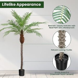 AnTing Artificial Palm Tree 8.5ft Tall Trees Plants 18 Leaves 102in Outdoor Palm Trees for Outside Patio Trees for Decor (Set of 2)