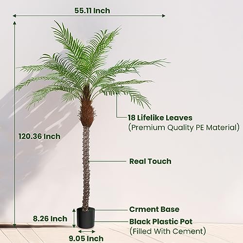 AnTing Artificial Palm Tree 8.5ft Tall Trees Plants 18 Leaves 102in Outdoor Palm Trees for Outside Patio Trees for Decor (Set of 2)