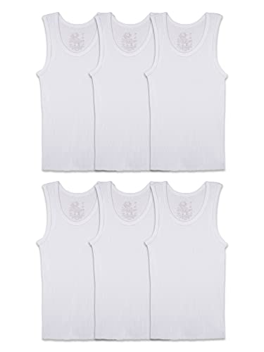 Fruit of the Loom boys Cotton Tank Top Undershirt (Multipack) Underwear, Toddler - 6 Pack White, 4-5T US