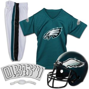 Franklin Sports Philadelphia Eagles Kids Football Uniform Set - NFL Youth Football Costume for Boys & Girls - Set Includes Helmet, Jersey & Pants - Small