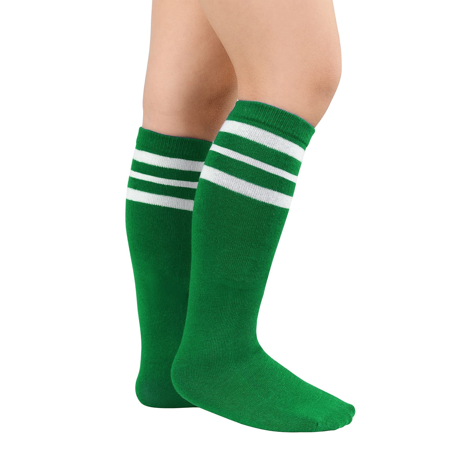 Zando Kids Halloween Socks Toddler Halloween Knee High Socks Child Sport Soccer Socks 4-6 Toddler Thigh High Tube Socks Striped School Socks for Girls Boys Cute Baby Gifts Green White Striped