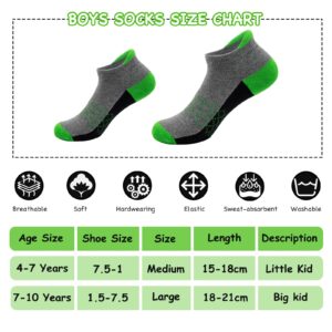 HENGRUI Boys/girls Socks Cushioned Kids Socks, Kids Ankle Athletic Socks With Low Cut Tab For 4-7 Years Old-6 Pairs, Black