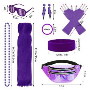 Miayon 80s Costume Accessories for Kids 90s outfits for Girls Neon Tutu Set for 80s 90s Theme Neon Party Outfit for Girl (Purple)