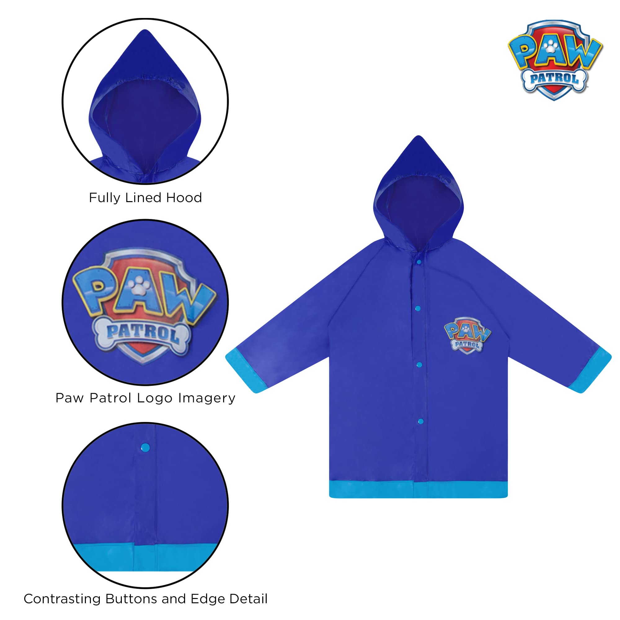 Nickelodeon boys Nickelodeon Kids Slicker, Paw Patrol Toddler Boy Rain Wear Set, for Ages 2-7 Slicker and Umbrella, Dark Blue, LARGE AGE 6-7 US