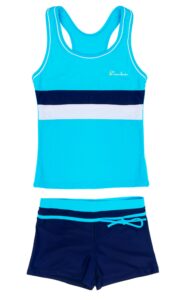 kabety little girls summer two piece boyshort fashion tankini swimsuit (blue, 10-11=3xl)