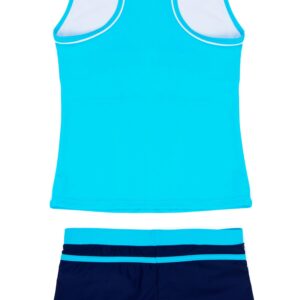 KABETY Little Girls Summer Two Piece Boyshort Fashion Tankini Swimsuit (Blue, 10-11=3XL)