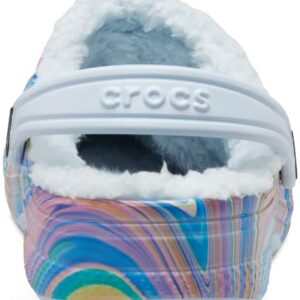 Crocs Baya Lined Clogs, Fuzzy Slippers for Kids and Toddlers, Rainbow Swirl, 13 US Unisex Little