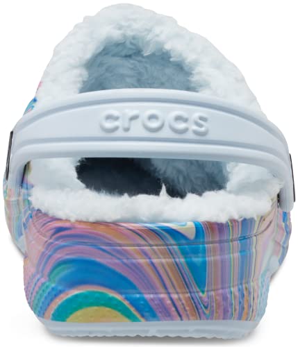 Crocs Baya Lined Clogs, Fuzzy Slippers for Kids and Toddlers, Rainbow Swirl, 13 US Unisex Little