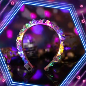 Tigeen Light up Headband Led Headband Led Face Jewelry Glow Headband Led Crown Light up Hair Accessories for Girls Women Valentine's Day Party Favors(8 Pcs)