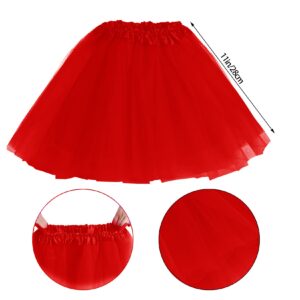 jiebor 80s Costume Accessories Outfits for Girls Kids Tutu Skirt Leg Warmers Fishnet Gloves Shutter Glass Headband Necklace Red