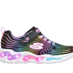 Skechers Kids Wavy Beams Sneaker, Black/Multi, 12 US Unisex Little Kid