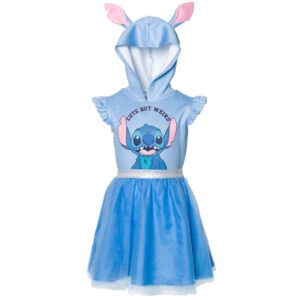 disney lilo & stitch little girls mesh cosplay short sleeve dress blue 5