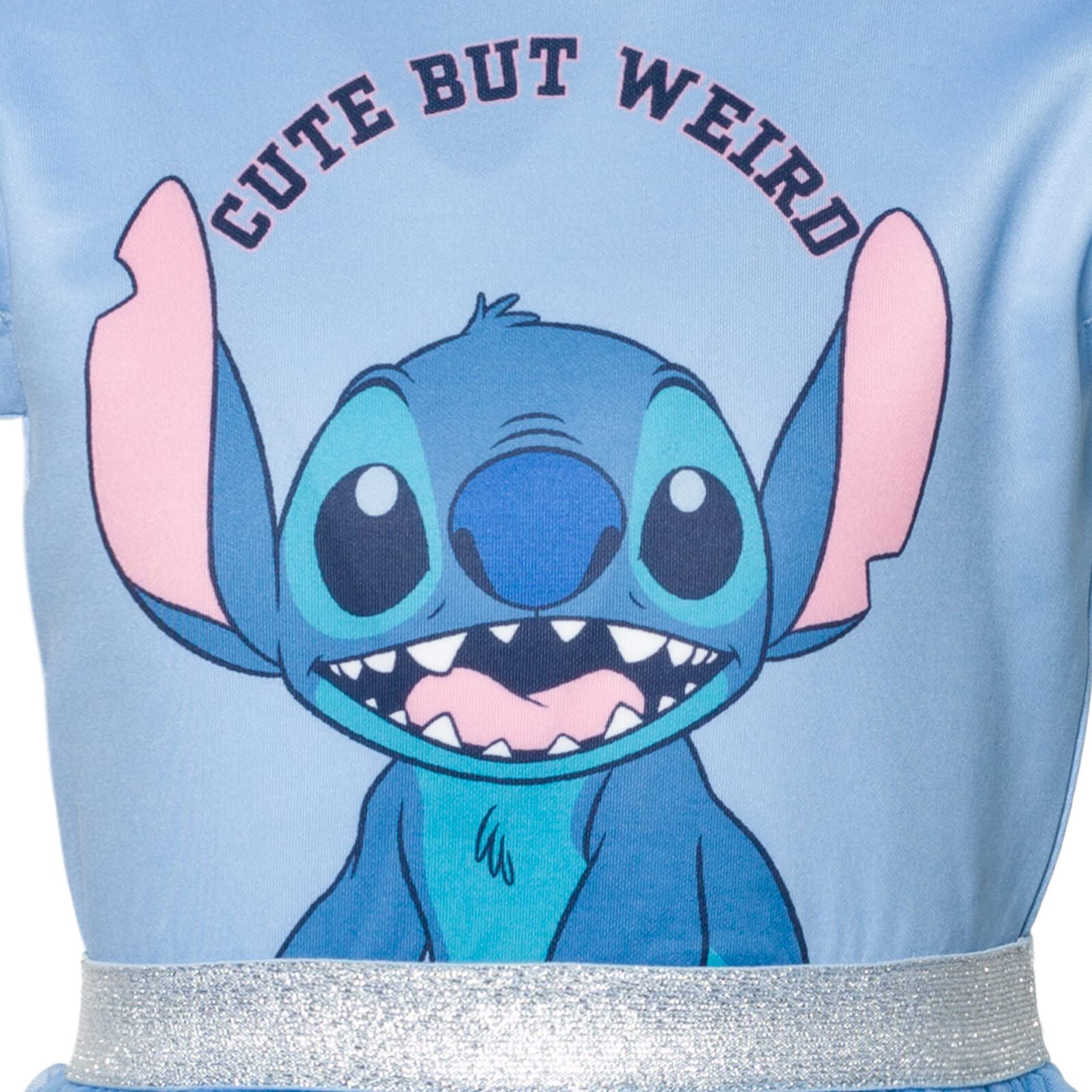 Disney Lilo & Stitch Little Girls Mesh Cosplay Short Sleeve Dress Blue 5