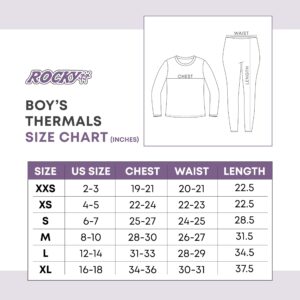 Rocky Thermal Underwear For Boys (Long Johns Thermal Set) Shirt & Pants, Base Layer w/Leggings/Bottoms Ski/Extreme Cold (Black - Small)