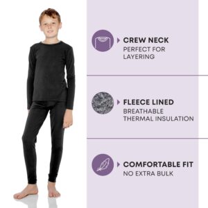 Rocky Thermal Underwear For Boys (Long Johns Thermal Set) Shirt & Pants, Base Layer w/Leggings/Bottoms Ski/Extreme Cold (Black - Small)