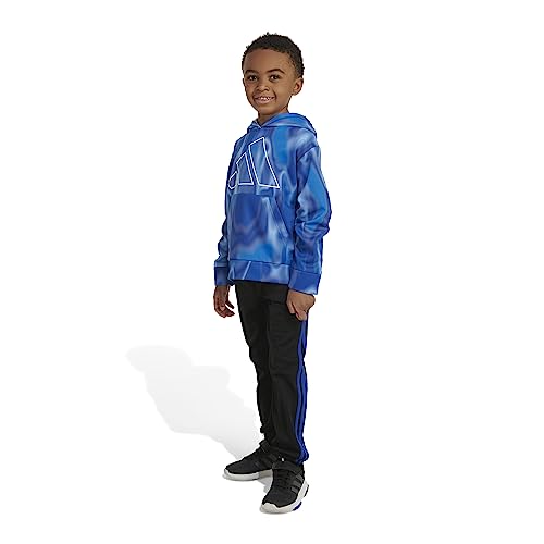 adidas boys Long Sleeve Camo Fleece Hooded Pullover Set, Team Royal Blue (New), 7