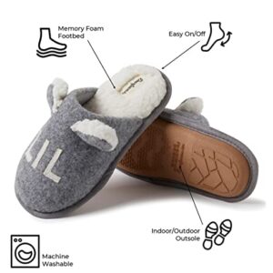 Dearfoams Easter Basket Stuffers Gifts for Kids Toddler Baby Slipper, Light Grey Lil Bear, 1 US Unisex big