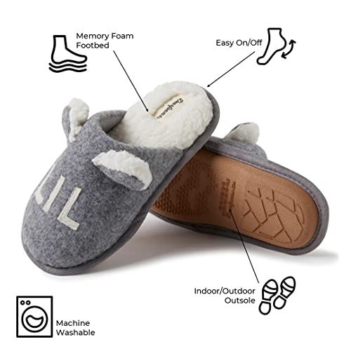 Dearfoams Easter Basket Stuffers Gifts for Kids Toddler Baby Slipper, Light Grey Lil Bear, 1 US Unisex big