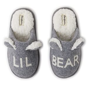 Dearfoams Easter Basket Stuffers Gifts for Kids Toddler Baby Slipper, Light Grey Lil Bear, 1 US Unisex big