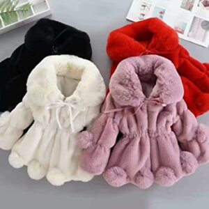 DDJFTU Kids Girls Autumn and Winter Warm Plush Coat Clothes Outwear Overcoat Ear Hooded Faux Fur Thicken Fleece Toddler