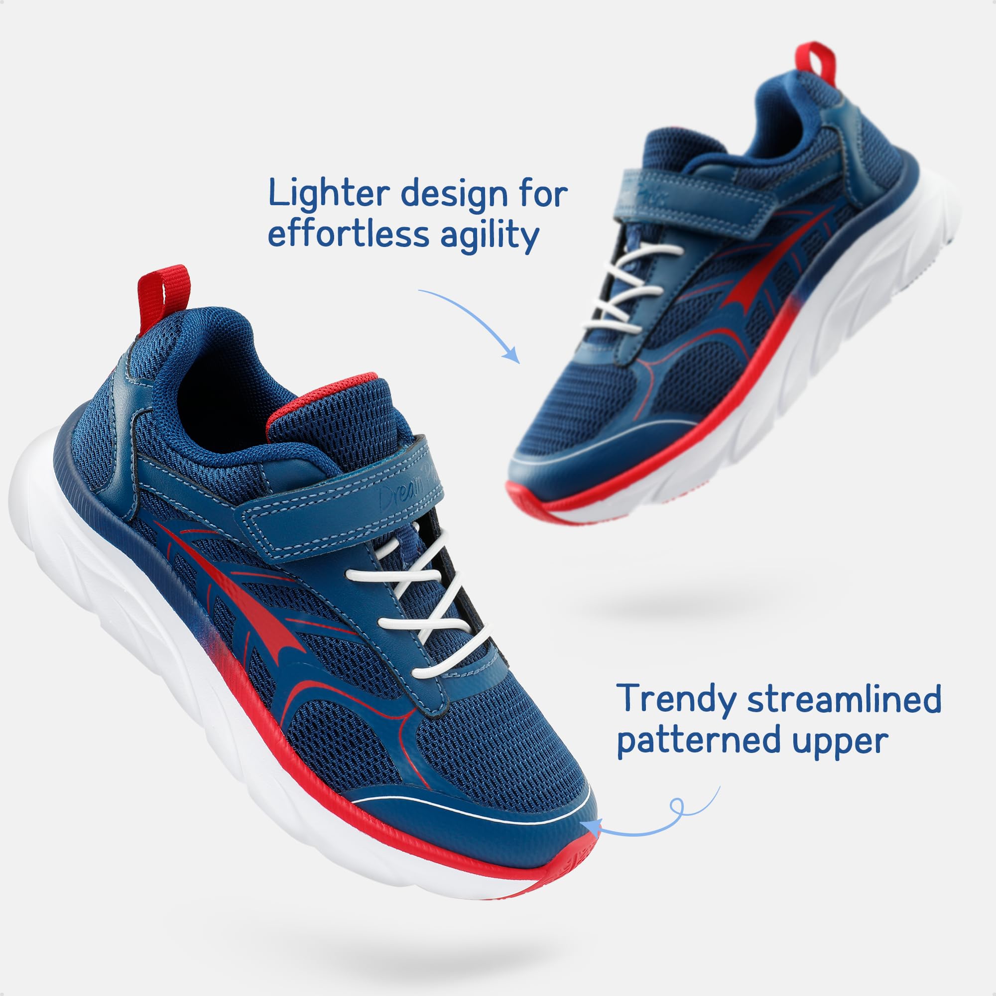 DREAM PAIRS Boys Girls Tennis Shoes Sneakers for Kids Athletic Running Shoes Lightweight Breathable Walking Shoes,Size 12 Little Kid,NAVY/RED,SDRS2326K