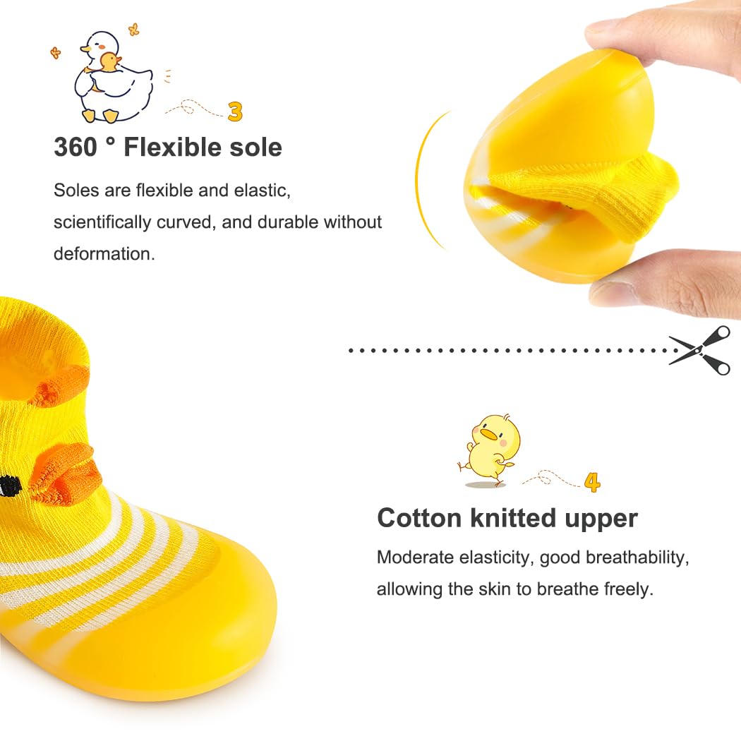 ZURLEFY Baby First Walking Shoes, Cute Duck Baby Sock Slipper, Sneakers for Unisex Newborn Infants Toddlers Boys Girls(37-05XL)