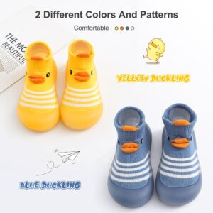 ZURLEFY Baby First Walking Shoes, Cute Duck Baby Sock Slipper, Sneakers for Unisex Newborn Infants Toddlers Boys Girls(37-05XL)