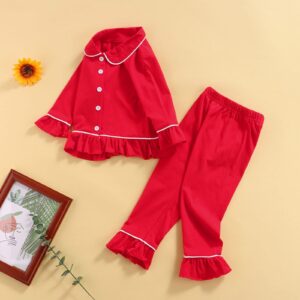 MAINESAKA Toddler Baby Girl Boy Christmas Pajamas Set Button-Up Shirt Top+Pants Bottoms Sleepwear Loungewear Gifts for Kids (A Red 3, 12-18 Months)