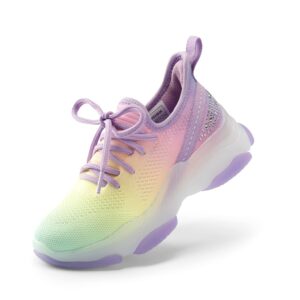 dream pairs unisex-child slip-on sneakers kids lightweight jelly sole walking shoes, rainbow/purple - 11 little kid (sdfs2303k)