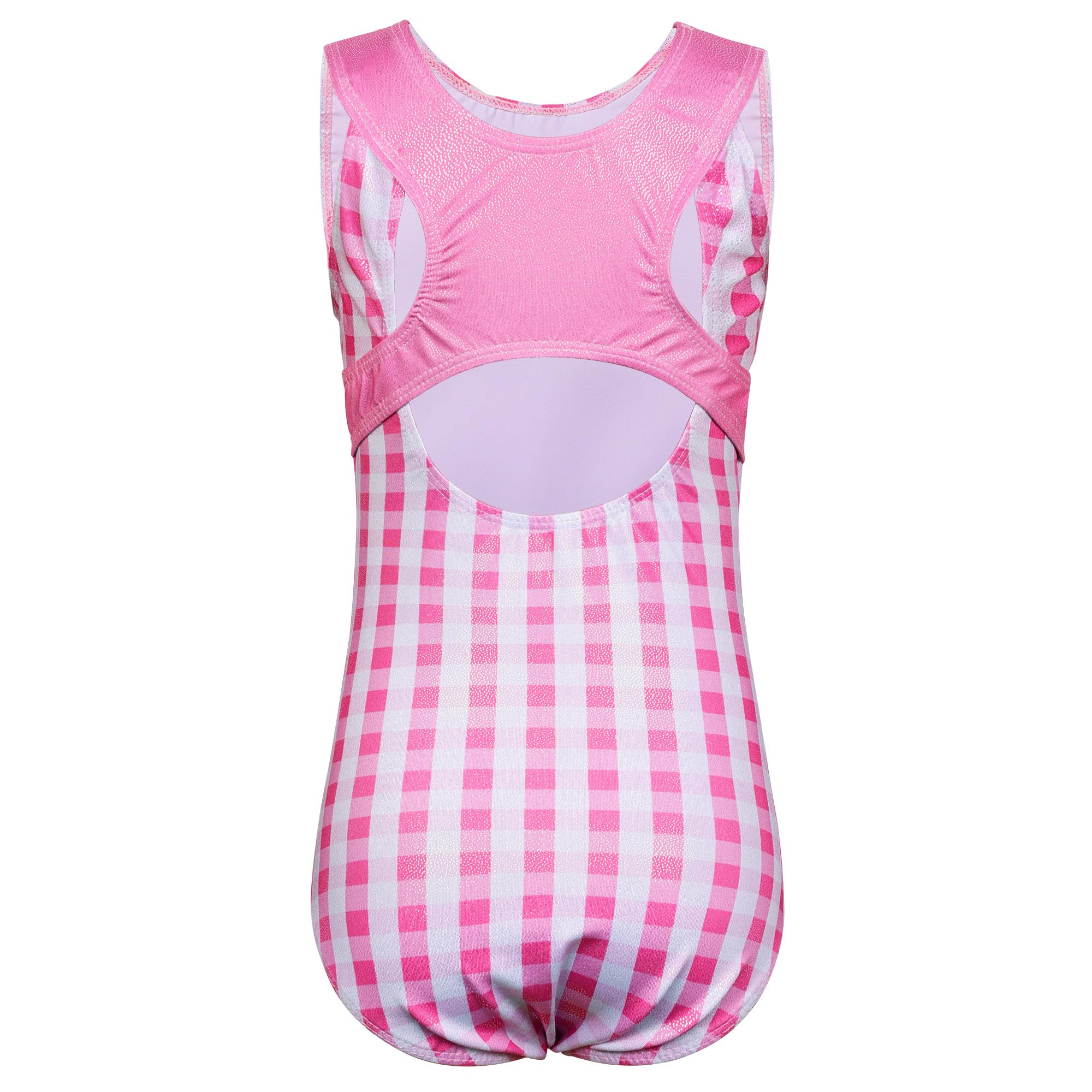 TFJH E Leotard for Girls Gymnastic Clothes Ballet Dancewear Practice Outfits Tumbling Wear 5t 6t Pink Plaid 6A