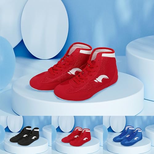 Kids Boxing Shoes Boy Girl Indoor Fitness Training Boots Breathable Non-Slip for Wrestling Squat (Blue, 13 Little Child)