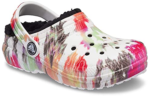 Crocs unisex child Kids' Classic Tie Dye Lined | Kids' Slippers Clog, Blotched Tie Dye, 5 Big Kid US