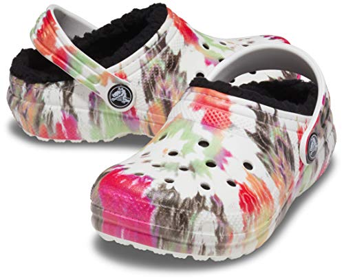 Crocs unisex child Kids' Classic Tie Dye Lined | Kids' Slippers Clog, Blotched Tie Dye, 5 Big Kid US