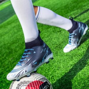 Boys Soccer Cleats Shoes Lightweight High-Top Professional Athletic Football Shoes Outdoor Indoor Training Football Boots for Kids