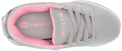 HEELYS Unisex-Child Voyager Tennis Shoe, Grey/Light Pink, 6 Big Kid