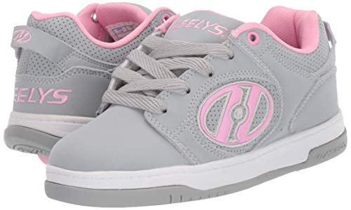 HEELYS Unisex-Child Voyager Tennis Shoe, Grey/Light Pink, 6 Big Kid