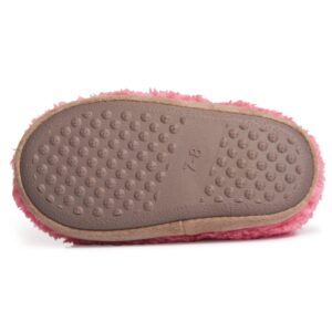 Lucky Brand Toddler Girls Sherpa Bedroom Slippers, Non Slip A-line House Shoes, Little Kids Indoor Slipper, Pink, Size 7-8