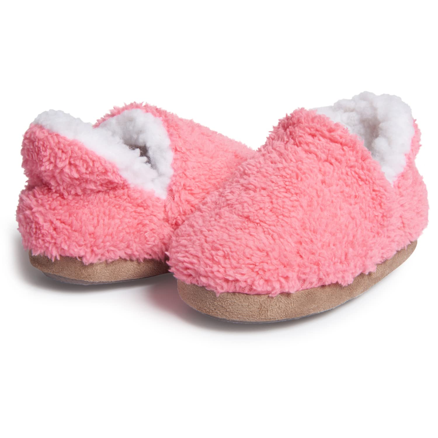 Lucky Brand Toddler Girls Sherpa Bedroom Slippers, Non Slip A-line House Shoes, Little Kids Indoor Slipper, Pink, Size 7-8