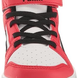 PUMA Rebound Layup Mid Sneaker, Scratch White Black-for All Time Red, 5 US Unisex Big Kid