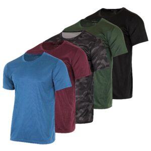 5 Pack: Boys Mesh Short Sleeve Shirts Crew Neck Boy Shirt T-Shirt TShirt Tops Tees Girls Youth Teen Active Wear Athletic Quick Dry Basketball Gym Sport Undershirt Tee Soccer Top -Set 9,XL 16-18