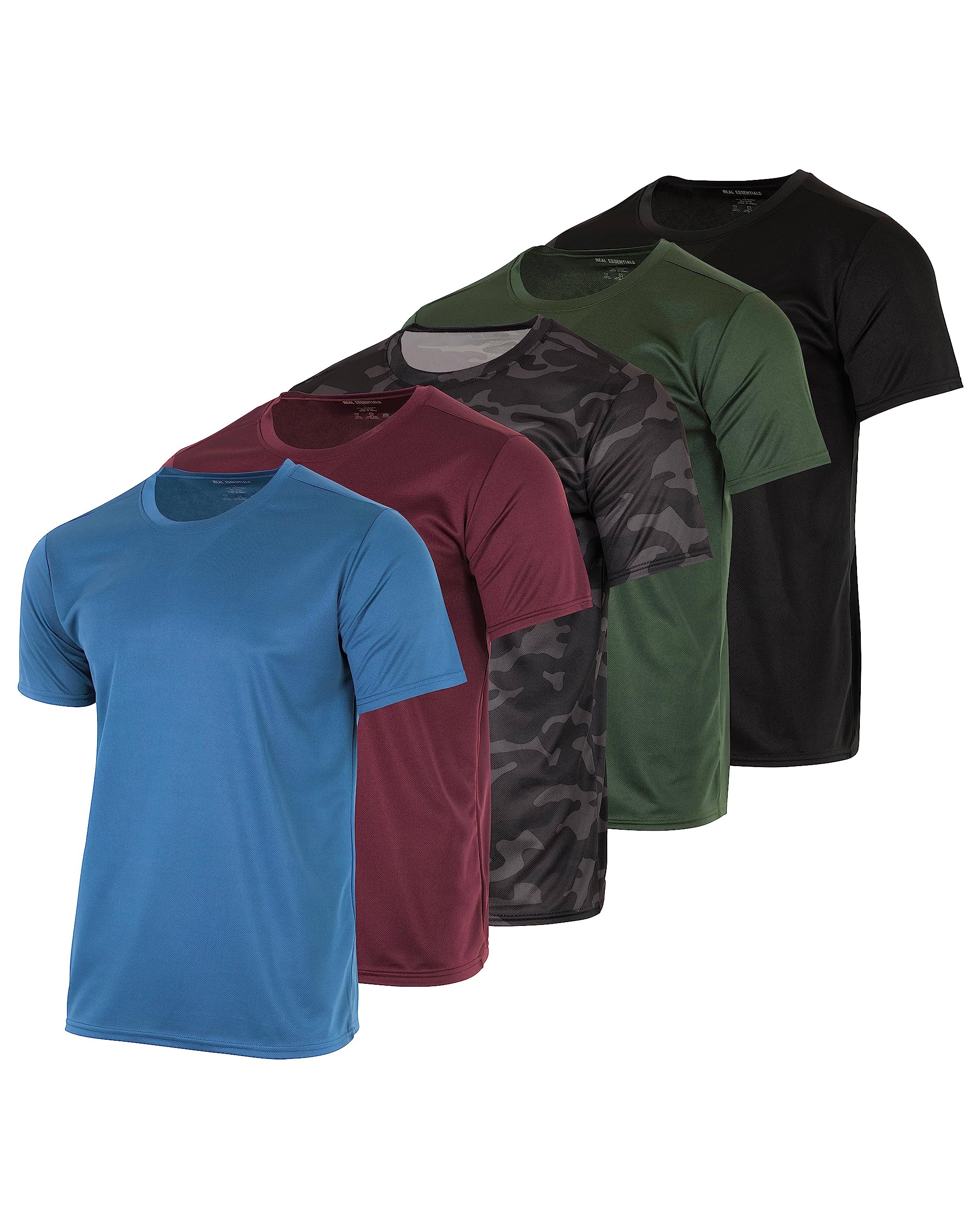 5 Pack: Boys Mesh Short Sleeve Shirts Crew Neck Boy Shirt T-Shirt TShirt Tops Tees Girls Youth Teen Active Wear Athletic Quick Dry Basketball Gym Sport Undershirt Tee Soccer Top -Set 9,XL 16-18