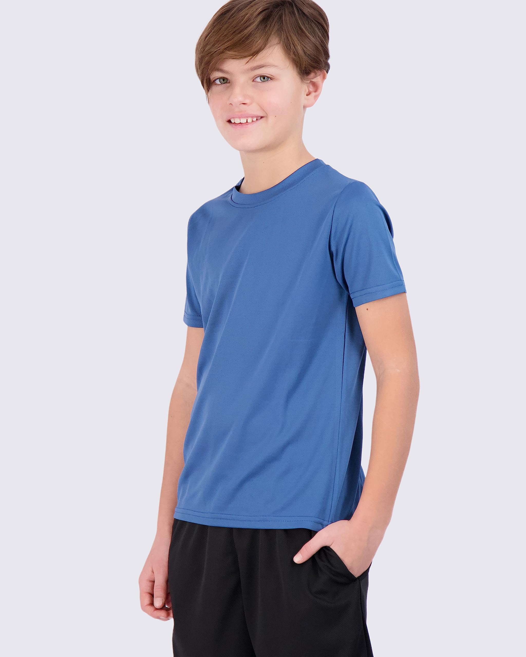 5 Pack: Boys Mesh Short Sleeve Shirts Crew Neck Boy Shirt T-Shirt TShirt Tops Tees Girls Youth Teen Active Wear Athletic Quick Dry Basketball Gym Sport Undershirt Tee Soccer Top -Set 9,XL 16-18