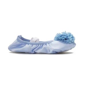 NEVKA Girls Ballet Shoes Satin Dance Practice Flower Flats Yoga Gymnastics Shoes (Blue, 5)