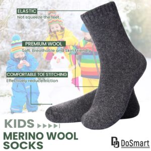 DoSmart Children's Winter Warm Wool Solid Color Socks Kids Boy Girls Thermal Crew Socks 6 Pairs(Solid Color,1-3 Years)