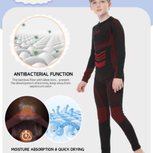 MeetHoo Children's Thermal Sets Skin-friendly Sports Base Layer Winter Ski Hunting Gear Underwear, Red, Medium